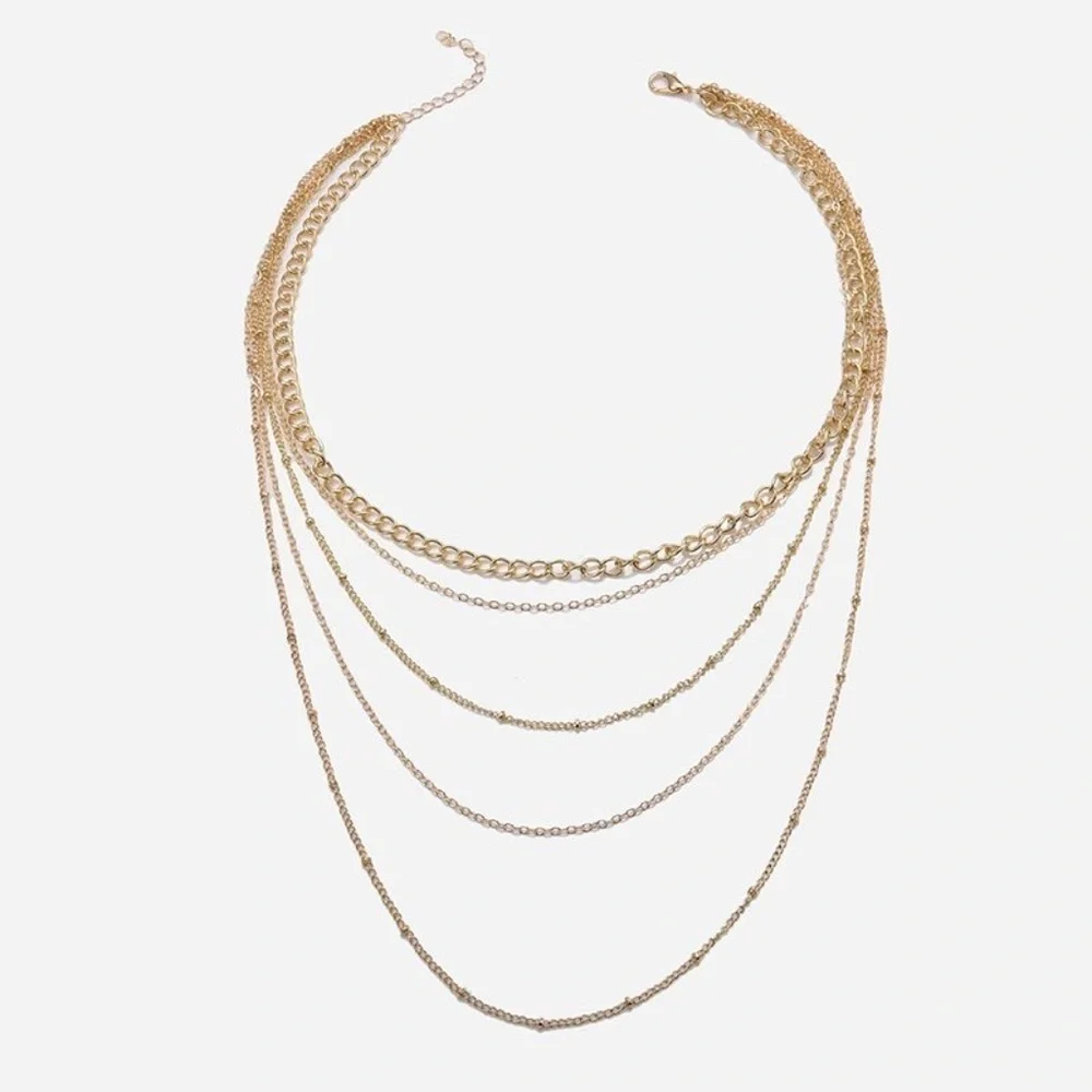 *ANGELICA* Gold Layered Fashion Chain Necklace